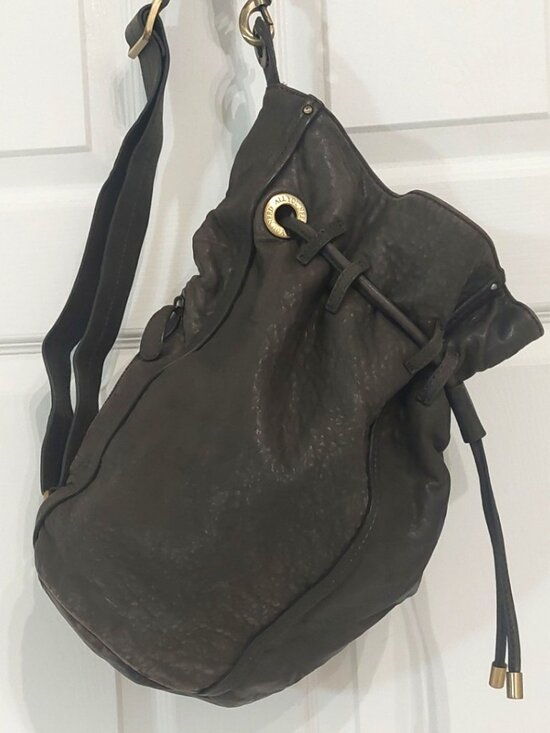 All You Need Comes With Me Handbags - All You Need Comes With Me Genuine Leather Crossbody Shoulder Bag Gray Large